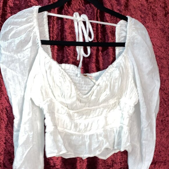 Free People Chloe White Puff Sleeve Blouse - Picture 2 of 6